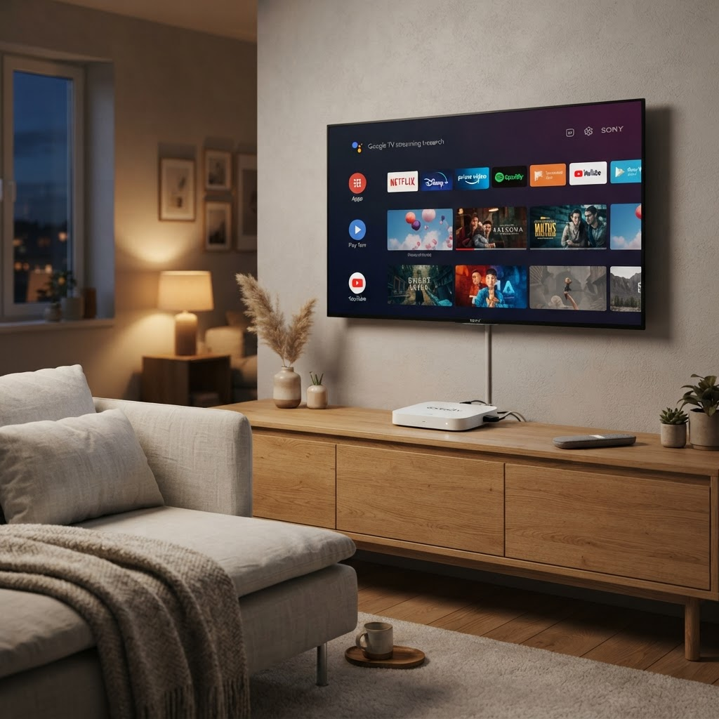 VseeBox connected to a television in a living room